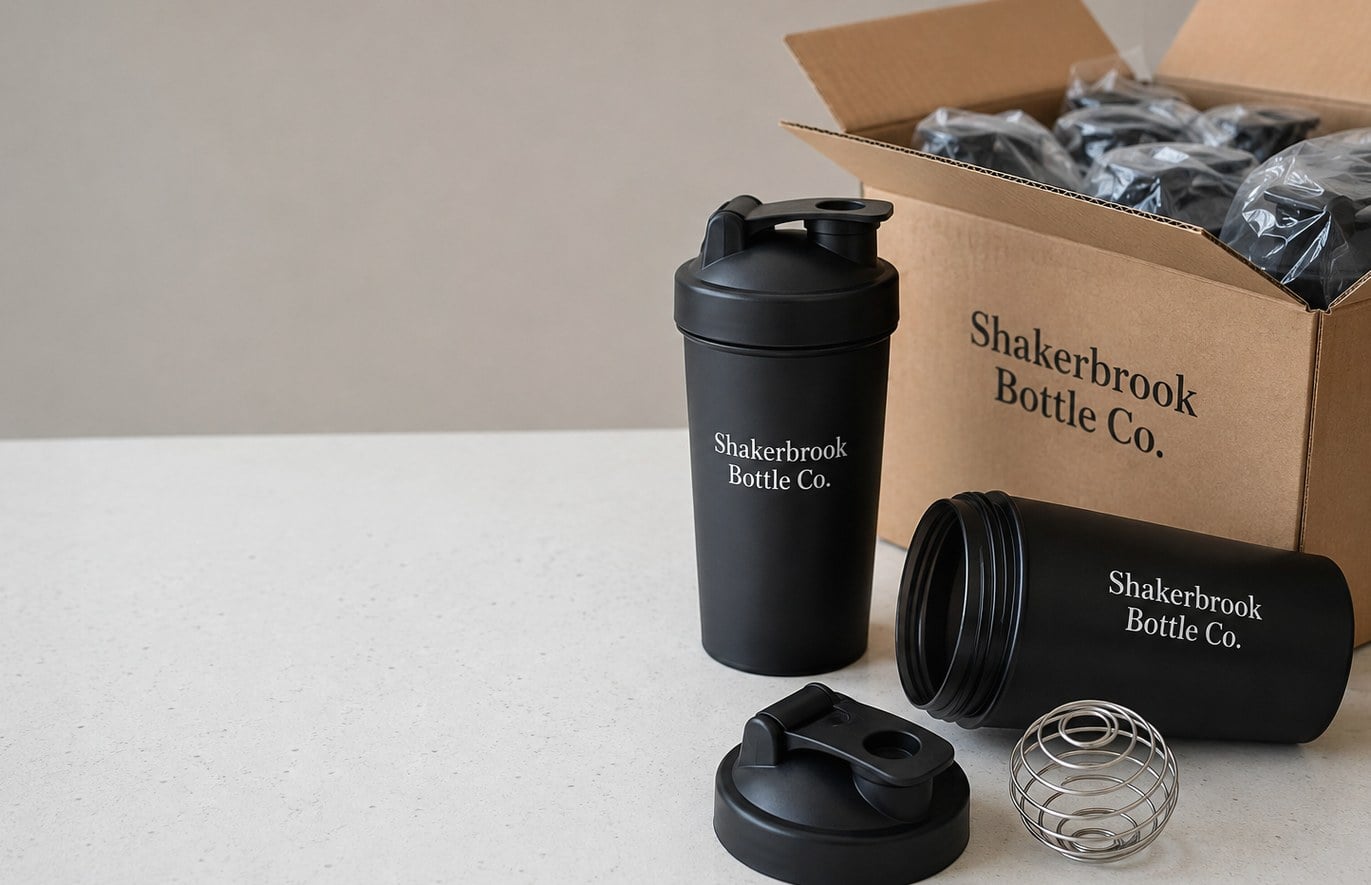 Custom printed shaker bottles with logo
